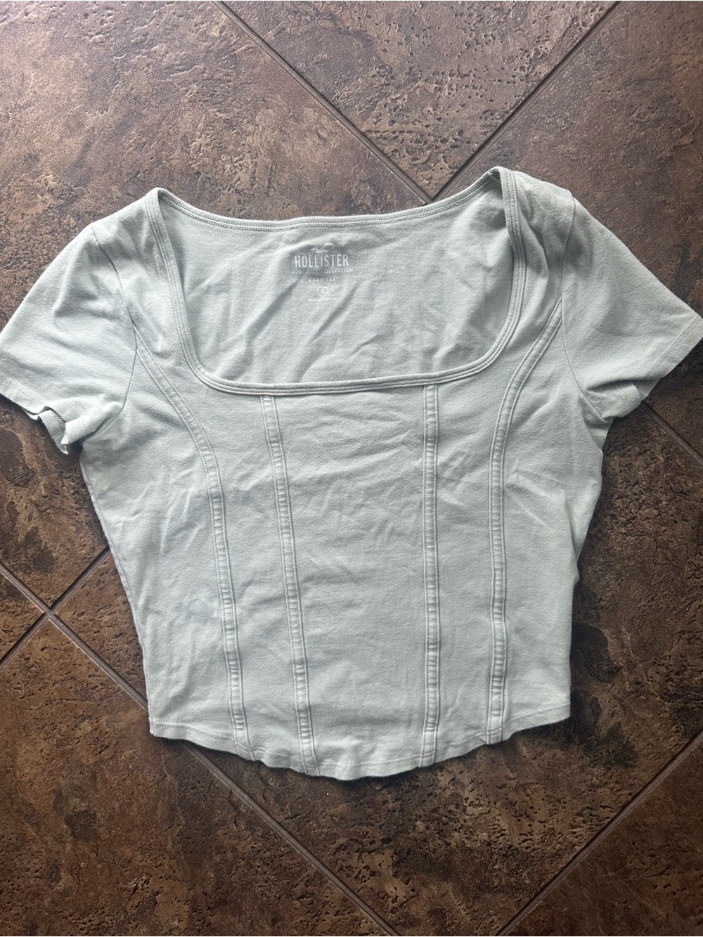 Hollister Light Sage Square Neck Crop Top